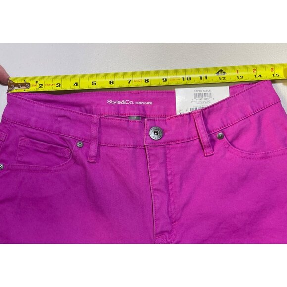 Style & Co Curvy Womens Size 8 Capri Pants Fuchsia Tulip Mid Rise Slimming Pocke - Picture 5 of 9
